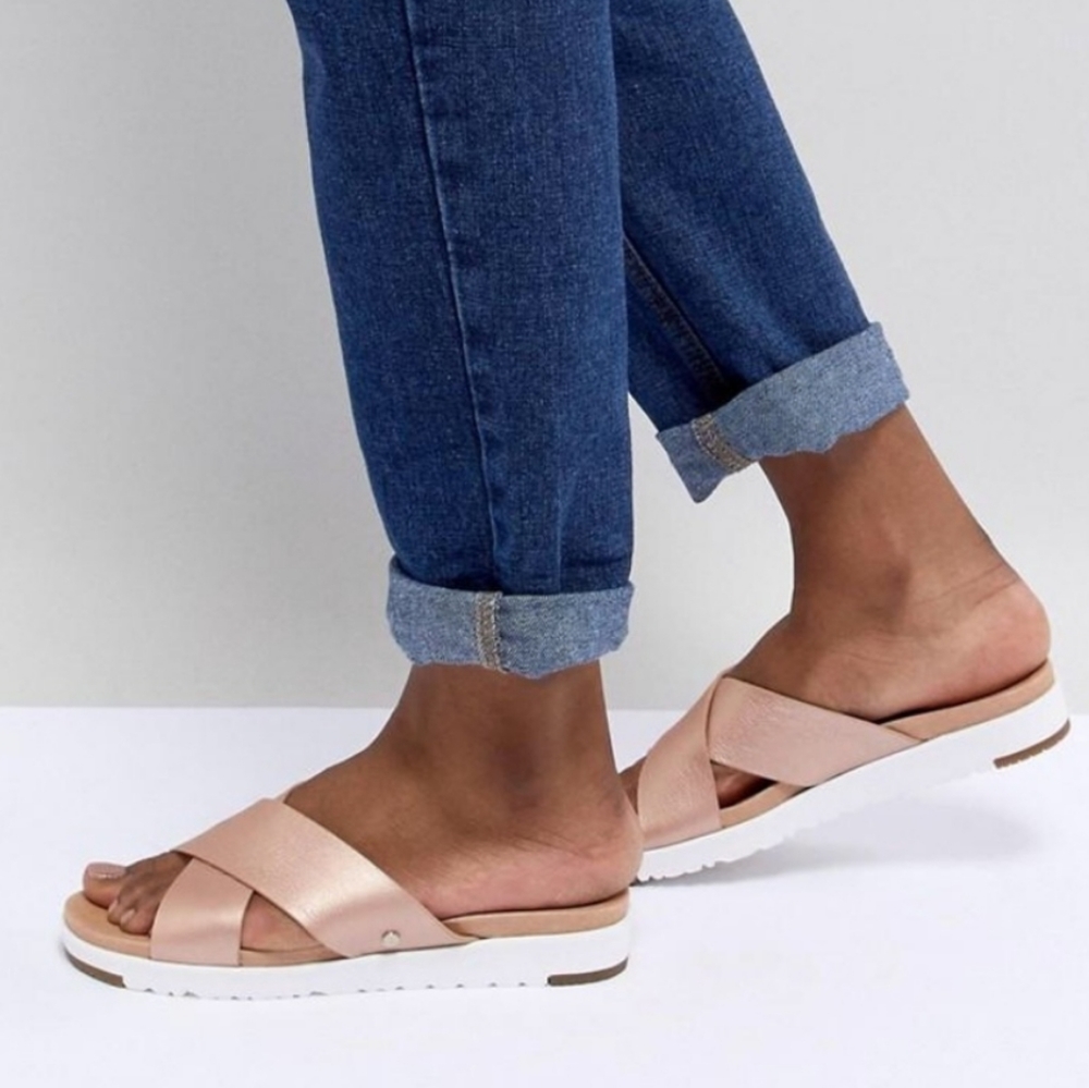 UGG Kari Cross Rose Gold Leather Sandal